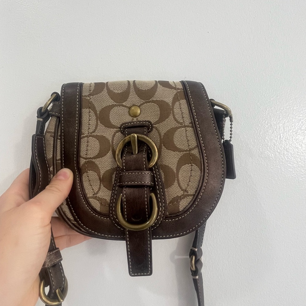Coach Brown Crossbody Bag with Signature Design